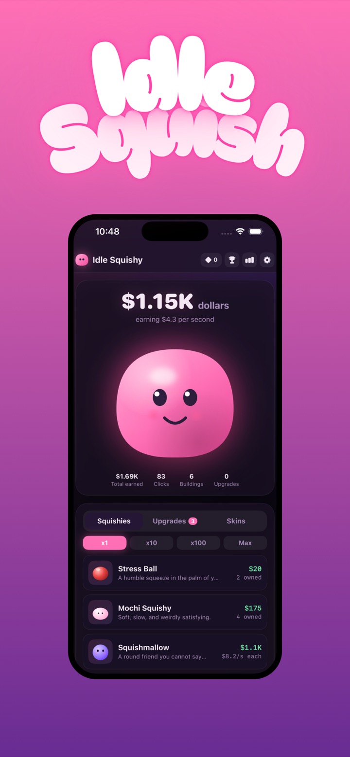 Idle Squishy — main game screen